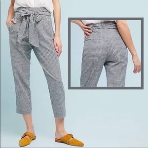 Anthropologie Cartonnier brand cotton/linen blend gingham pant size 0